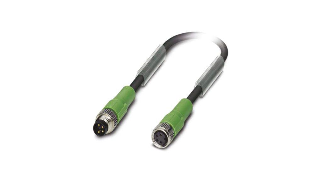 Straight Female 4 way M8 to Straight Male 4 way M8 Sensor Actuator Cable, 3m